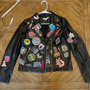 Hot and Delicious Faux Leather Jacket With Patches
